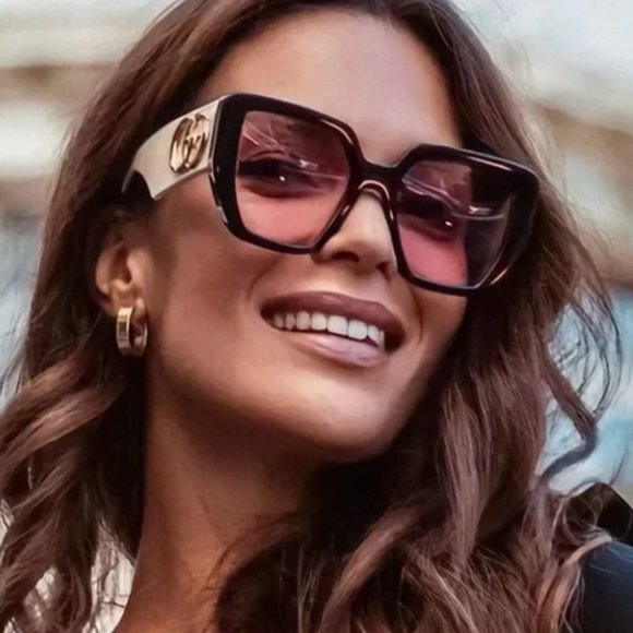 NEW Gucci GG0956S 002 Rectangle Oversized Black Pink Women Sunglasses main image 6